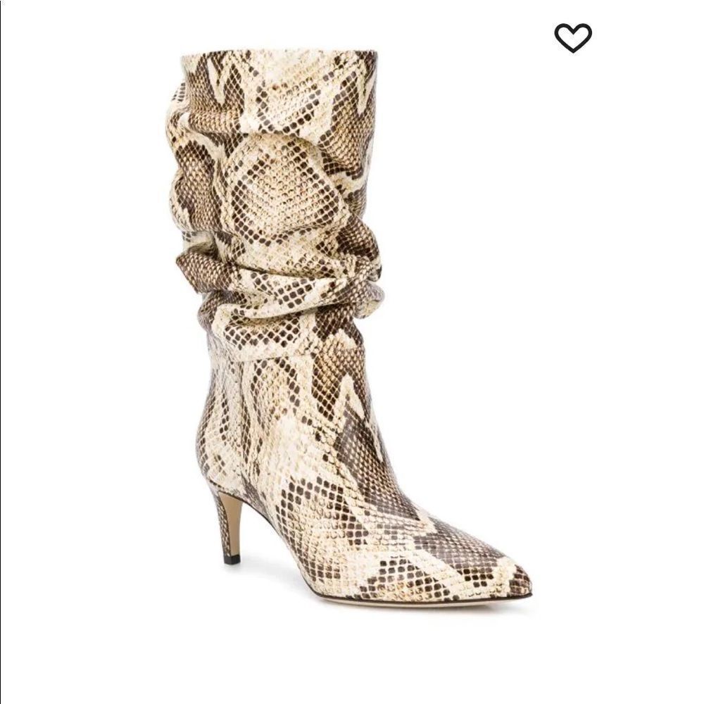 Paris Texas Cream and Brown Snakeskin Slouch Ankle Boots